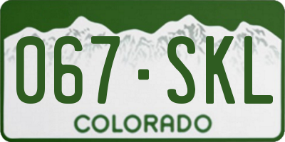 CO license plate 067SKL