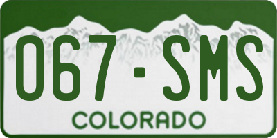 CO license plate 067SMS