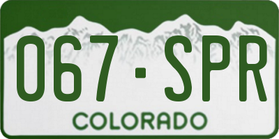 CO license plate 067SPR