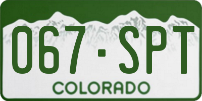 CO license plate 067SPT
