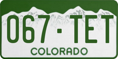 CO license plate 067TET