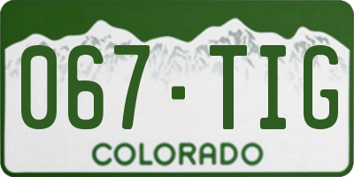 CO license plate 067TIG