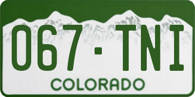 CO license plate 067TNI