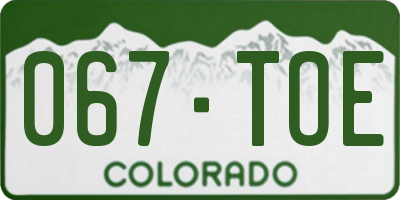 CO license plate 067TOE