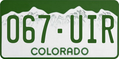 CO license plate 067UIR
