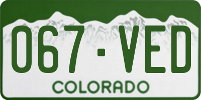 CO license plate 067VED
