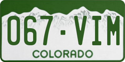 CO license plate 067VIM