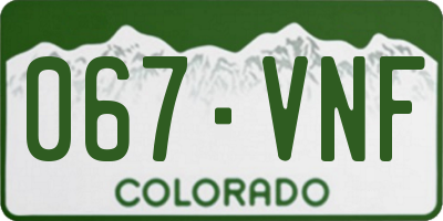 CO license plate 067VNF