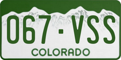 CO license plate 067VSS