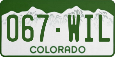 CO license plate 067WIL