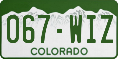 CO license plate 067WIZ