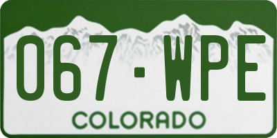 CO license plate 067WPE