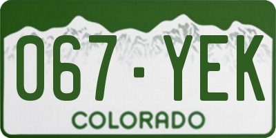 CO license plate 067YEK