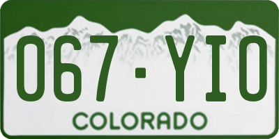 CO license plate 067YIO
