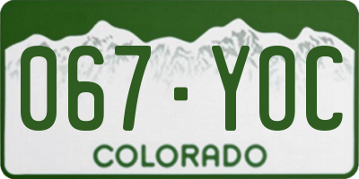 CO license plate 067YOC