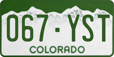 CO license plate 067YST