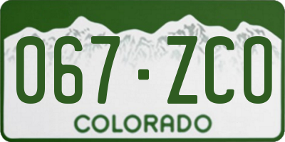 CO license plate 067ZCO
