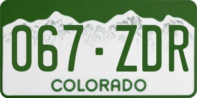 CO license plate 067ZDR