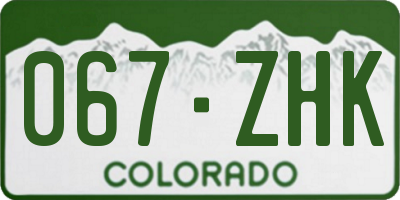 CO license plate 067ZHK