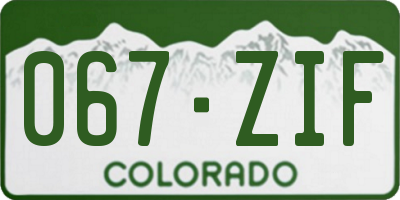 CO license plate 067ZIF