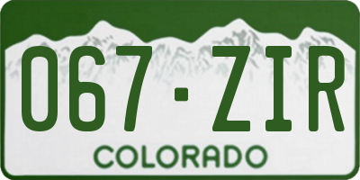 CO license plate 067ZIR