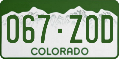 CO license plate 067ZOD