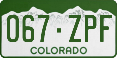 CO license plate 067ZPF