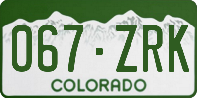 CO license plate 067ZRK