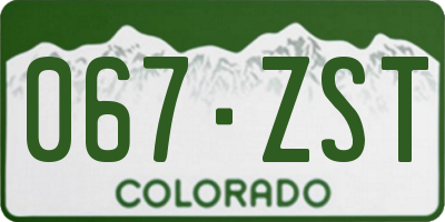 CO license plate 067ZST