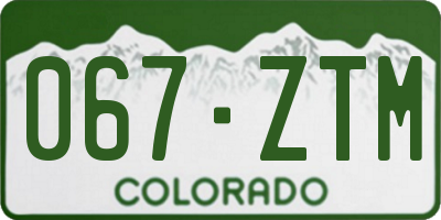 CO license plate 067ZTM
