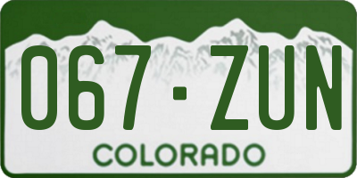 CO license plate 067ZUN