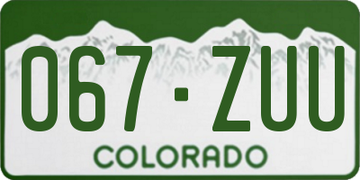 CO license plate 067ZUU