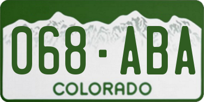 CO license plate 068ABA