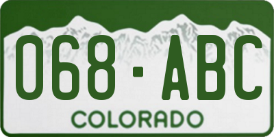 CO license plate 068ABC