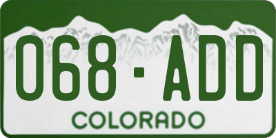 CO license plate 068ADD