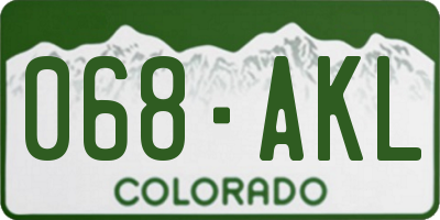 CO license plate 068AKL