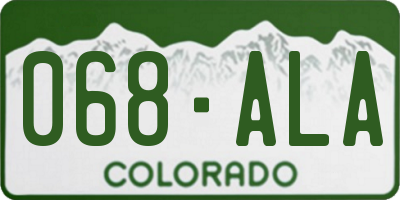 CO license plate 068ALA