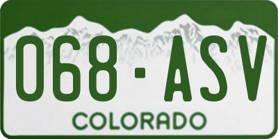 CO license plate 068ASV