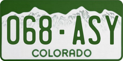 CO license plate 068ASY