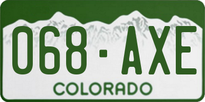 CO license plate 068AXE