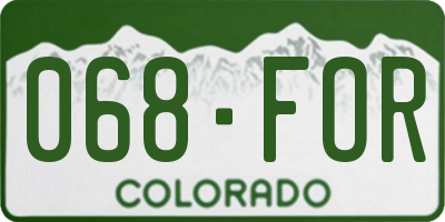 CO license plate 068FOR