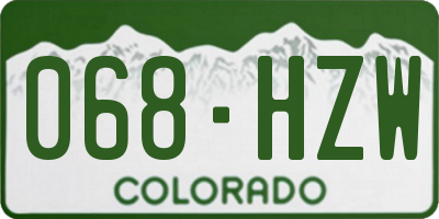 CO license plate 068HZW