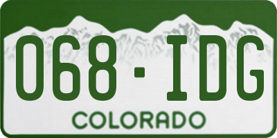CO license plate 068IDG