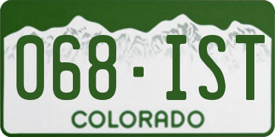 CO license plate 068IST