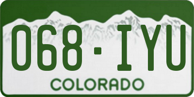 CO license plate 068IYU