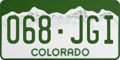 CO license plate 068JGI