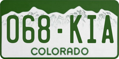 CO license plate 068KIA