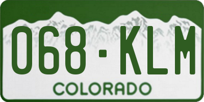 CO license plate 068KLM