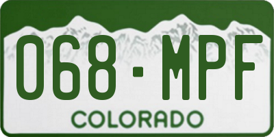 CO license plate 068MPF