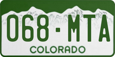 CO license plate 068MTA